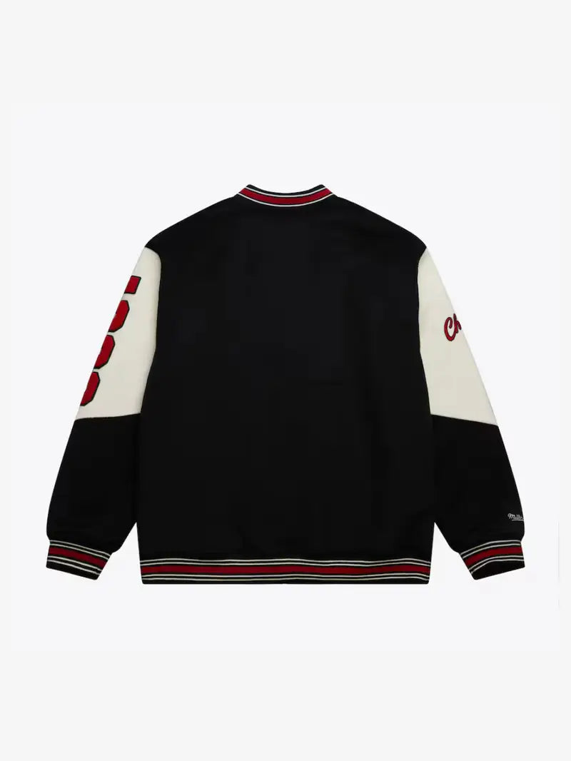 Campera Black Chicago Bulls Team History Vintage Logo Full-Snap Varsity Jacket
