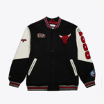 Men's Black Chicago Bulls Team History Vintage Logo Full-Snap Varsity Jacket