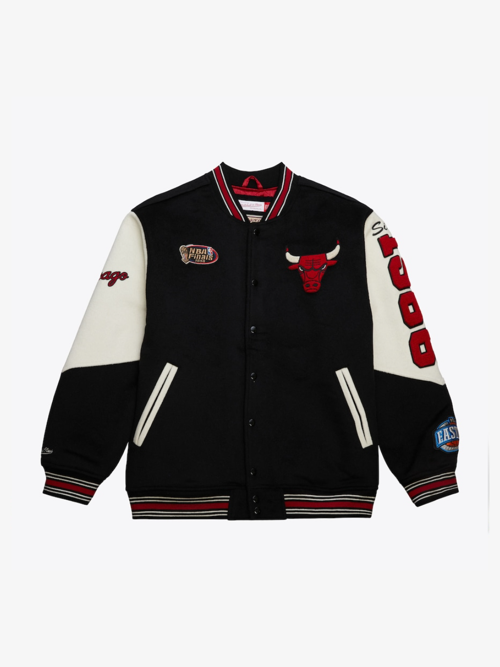 Men's Black Chicago Bulls Team History Vintage Logo Full-Snap Varsity Jacket